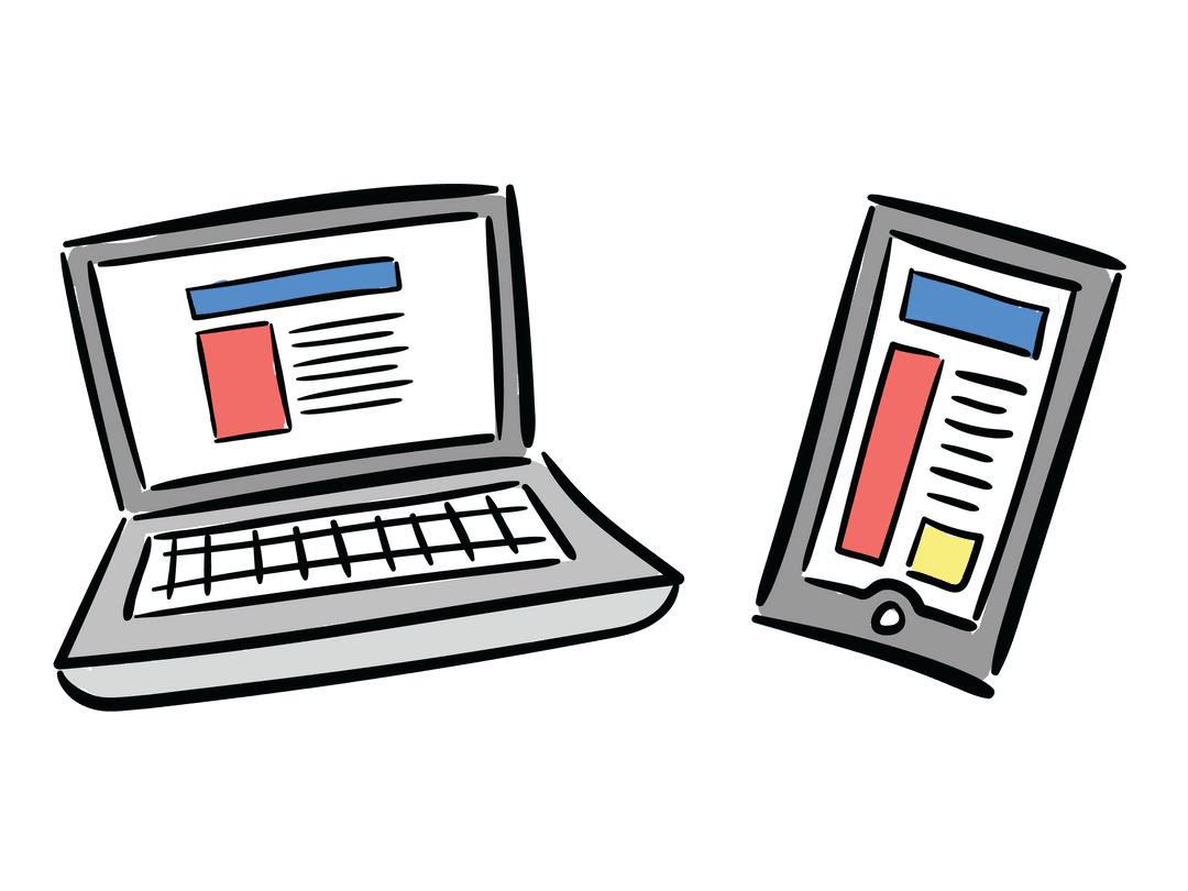 Transparent Digital Devices Illustration with Laptop and Smartphone