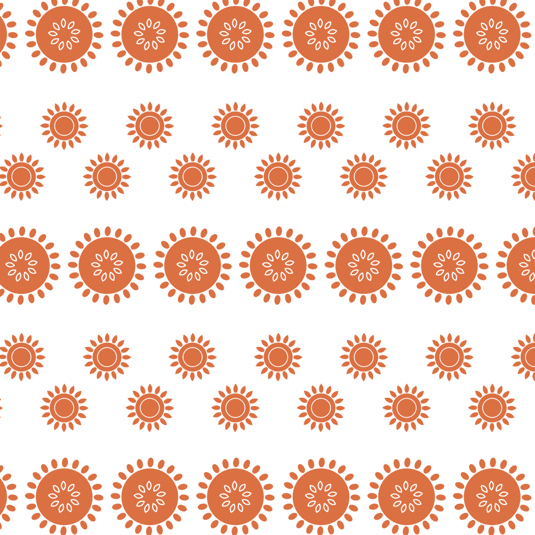Abstract Orange Rosettes Pattern on Transparent Background