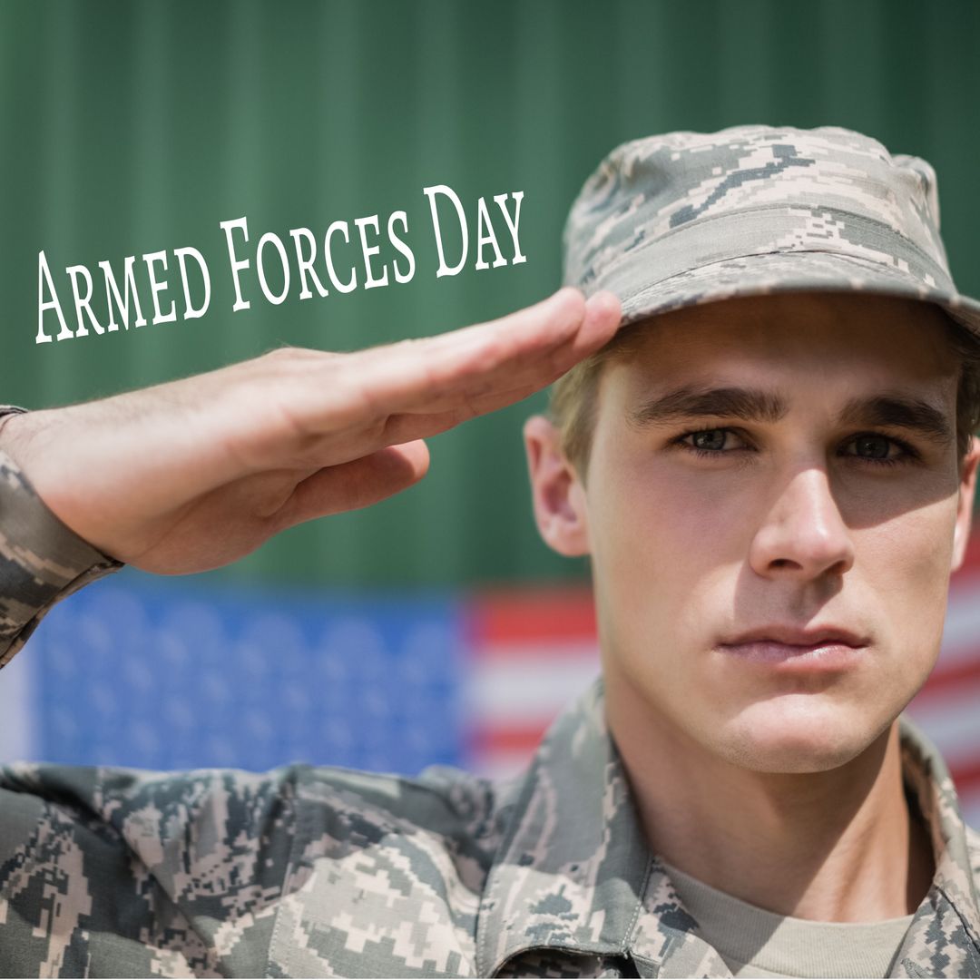 Soldier Saluting on Armed Forces Day Demonstrating Respect and Patriotism - Download Free Stock Templates Pikwizard.com