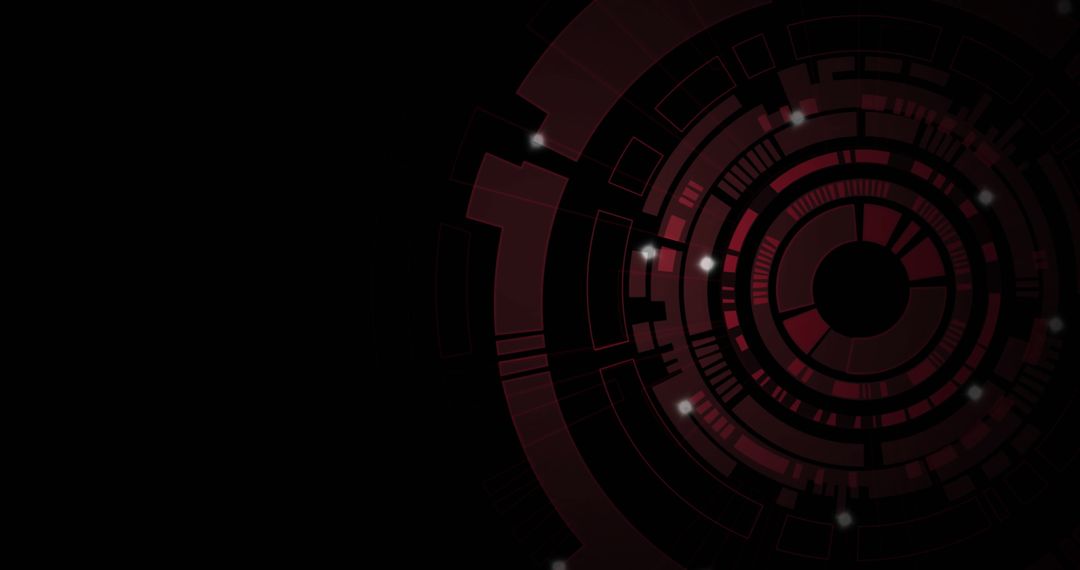 Digital Interface with Futuristic Red Circles on Black Background