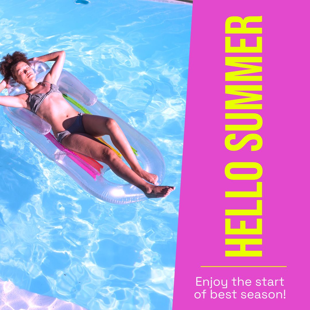 Relaxing in Pool on Inflatable Ring Celebrating Summer - Download Free Stock Templates Pikwizard.com