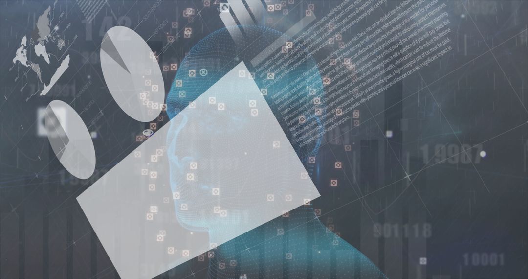 Futuristic AI Interface with Data Streams and Digital Mesh