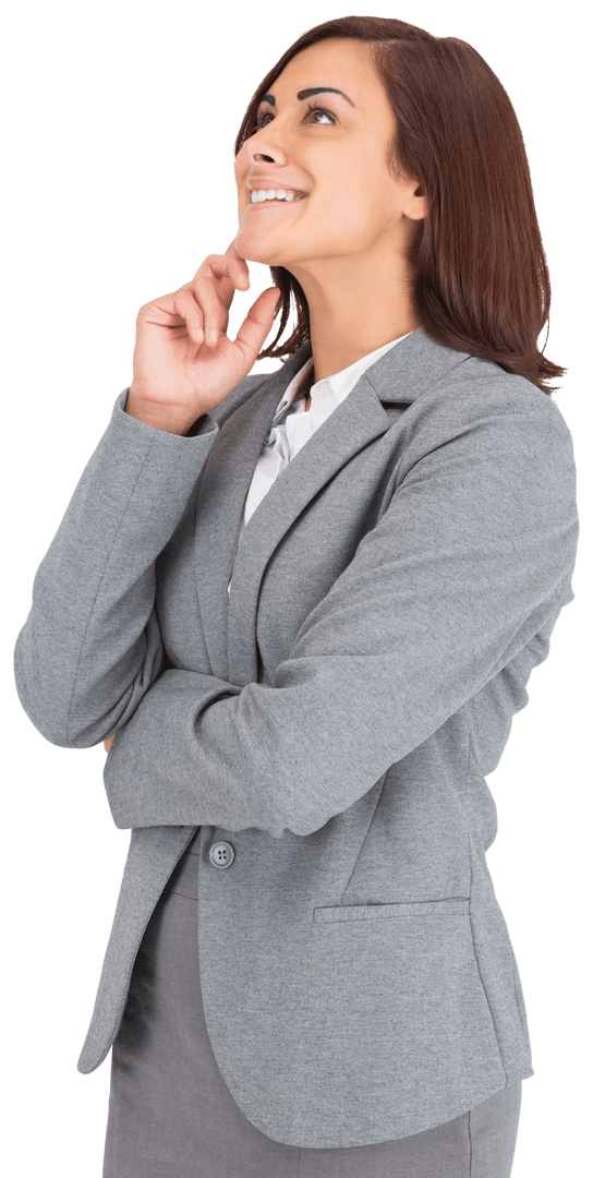 Transparent Background: Thoughtful Happy Businesswoman Smiling