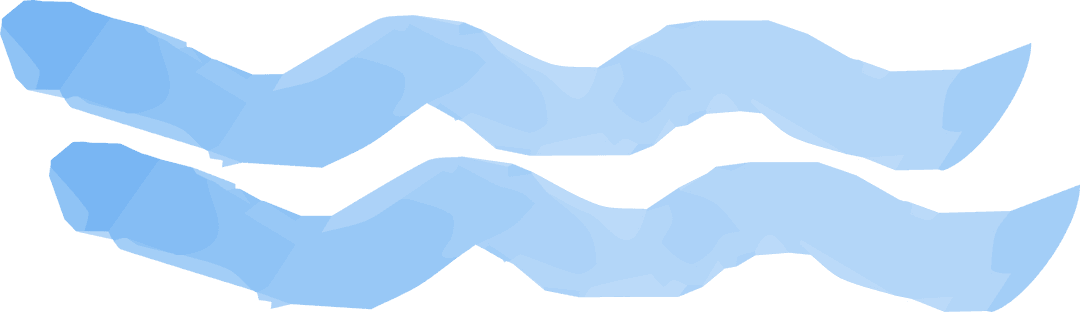 Abstract Blue Gradient Wavy Ribbons on Transparent Background