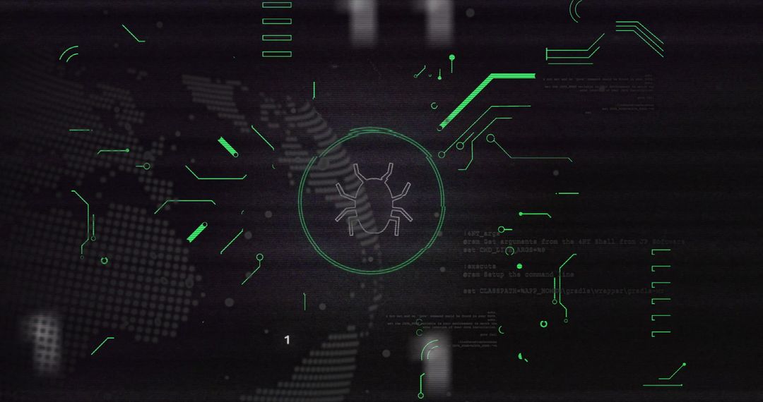 Digital Bug Icon against Cybersecurity World Map
