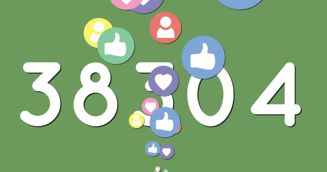 Digital Emoji Icons Over Ascending Numbers on Green Background