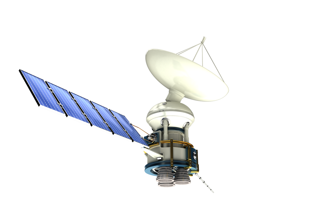 Transparent 3D Illustration of Solar Satellite with Dish Antenna - Download Free Stock Images Pikwizard.com