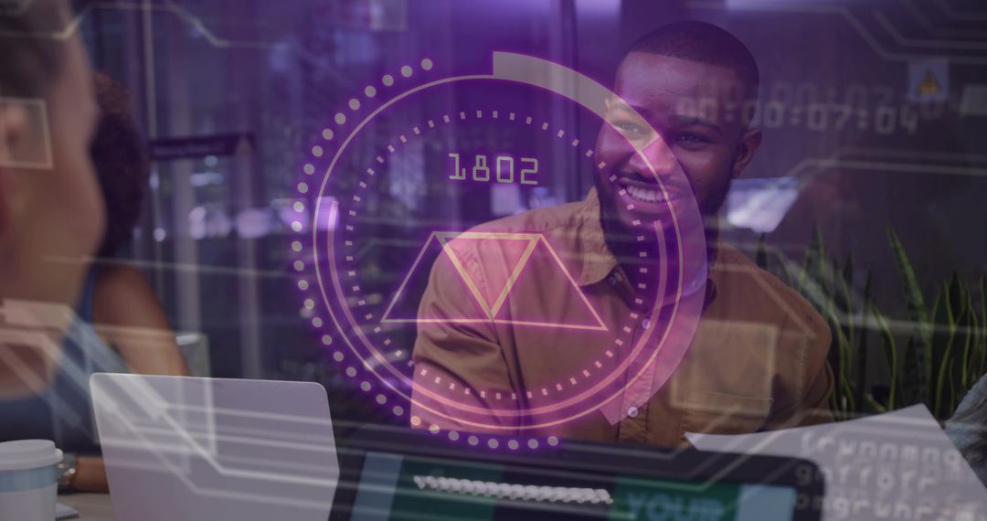 Collaborating in High-Tech Workspace with Digital Interface Overlay