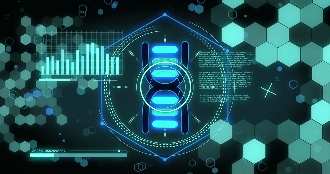 Futuristic DNA Design with Digital Interface Elements