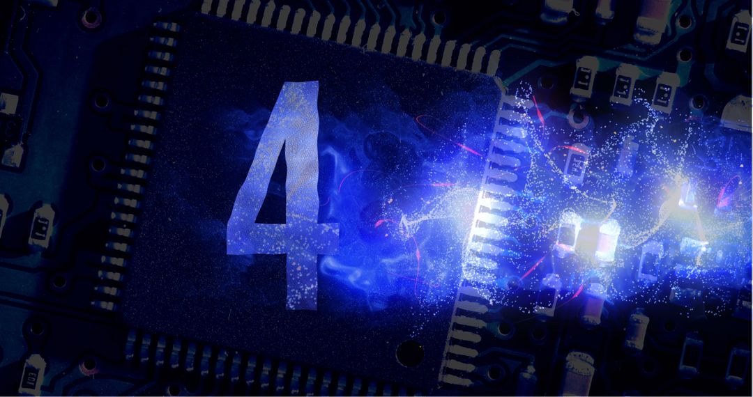 Digital Countdown on Glowing Microchip Technology Background
