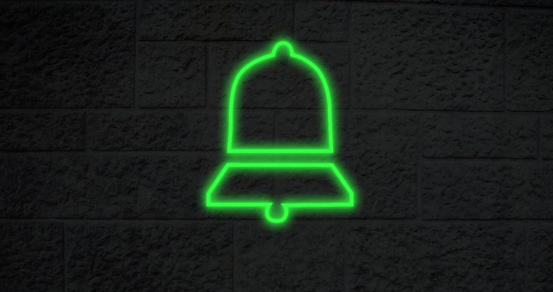 Glowing Green Digital Notification Bell on Textured Wall - Free Images, Stock Photos and Pictures on Pikwizard.com