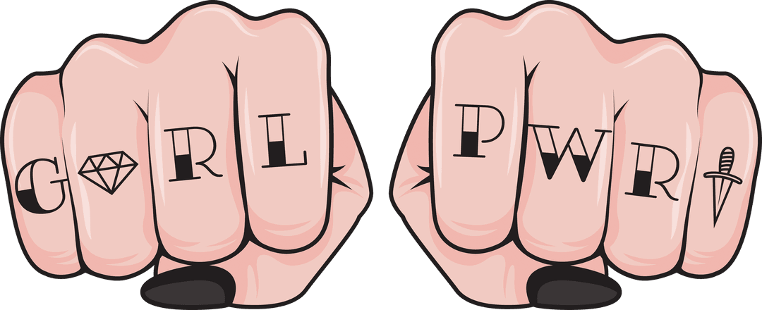 Transparent Fists with 'GRL PWR' Text Vector Illustration