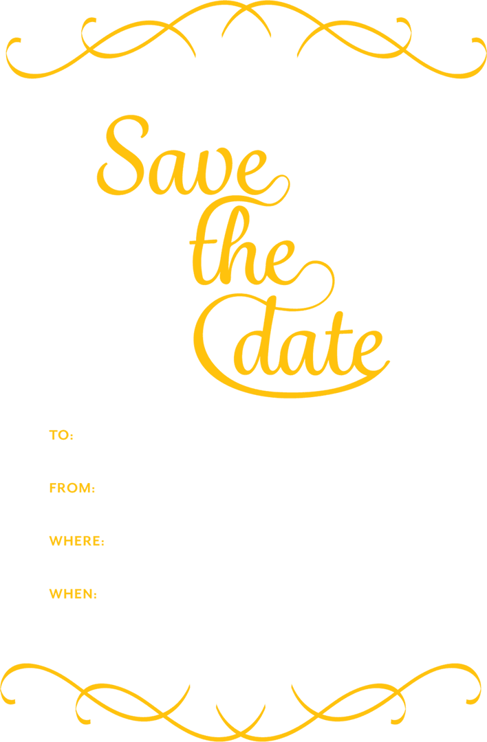 Elegant Yellow Save the Date with Decorative Borders Transparent Design