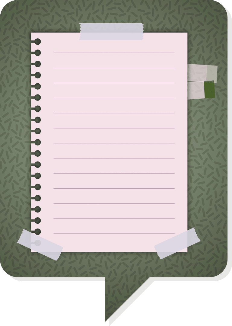 Speech Bubble with Lined Paper on Transparent Background