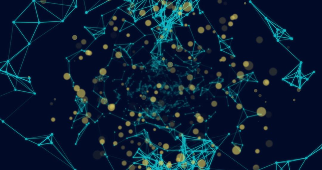Abstract Connective Mesh Network with Glowing Dots on Dark Background