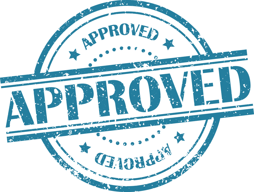 Blue Approved Stamp on Transparent Background Digital Design