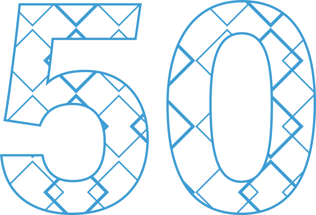Decorative Blue 50 Number on Transparent Background for Celebrations