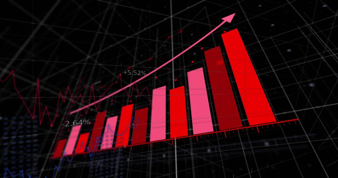 Rising Financial Graph with Digital Data Overlay