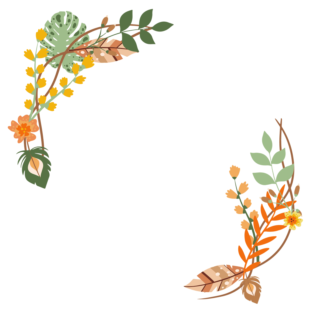 Elegant Floral Corner Design with Transparent Background