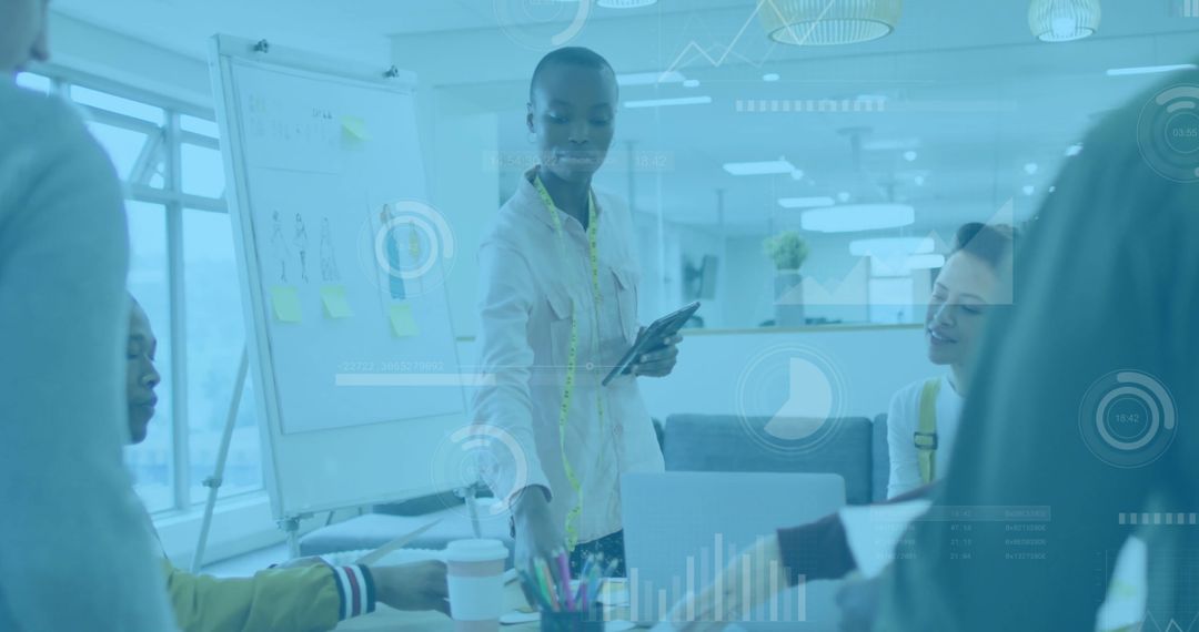 Diverse Business Team Collaborating with Digital Finance Concept