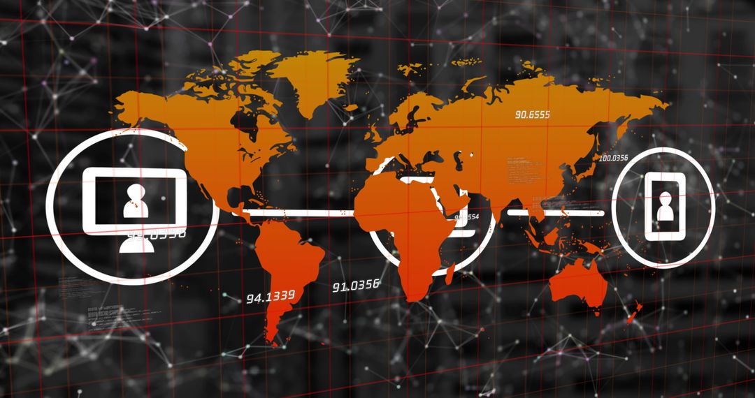 Global Communication Network with Digital Connections Concept