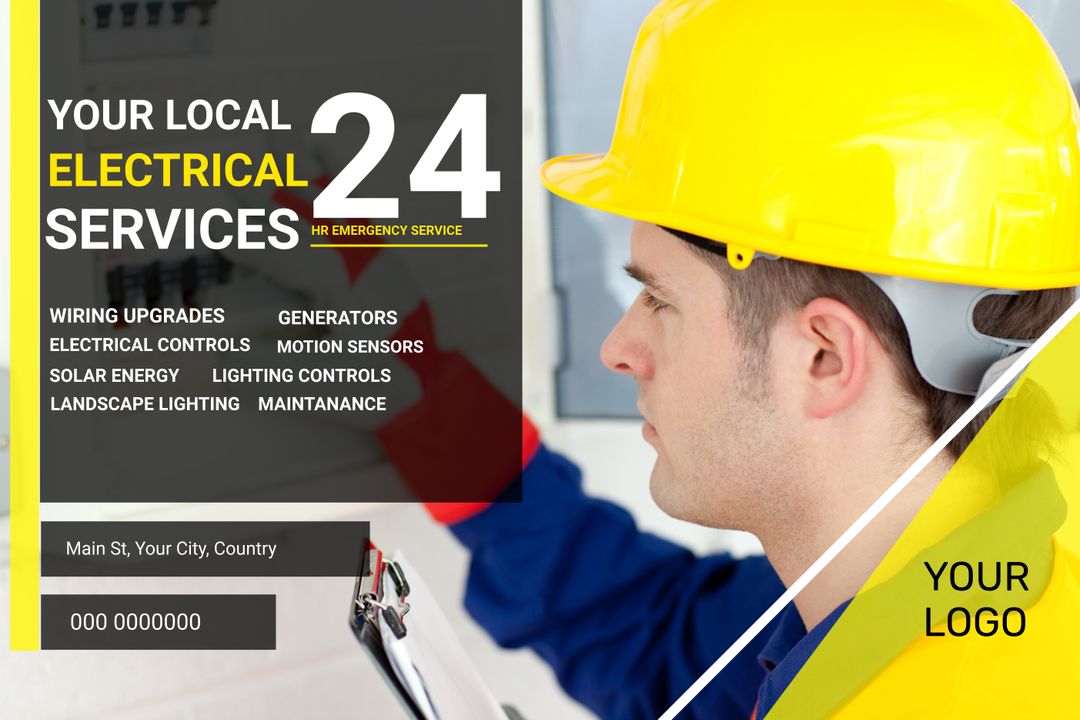 Professional Electrician Working Diligently with Safety Gear