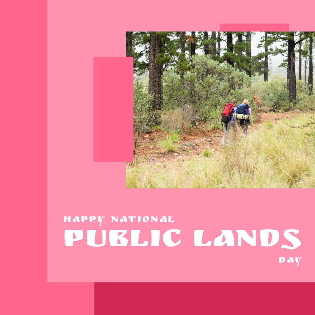 Backpackers Celebrating National Public Lands Day in Scenic Forest