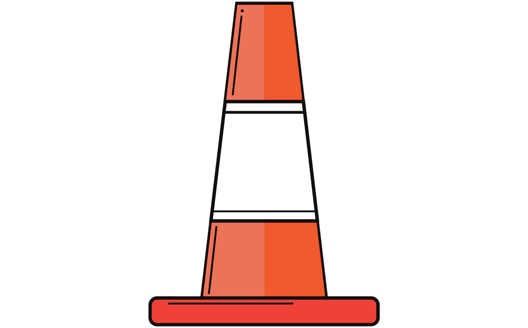 Transparent Background Traffic Cone with Copy Space Illustration
