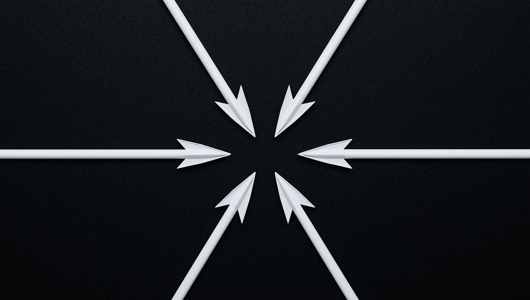 Abstract Radial Design with Converging White 3D Arrows