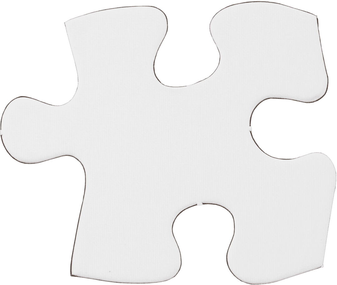 Large White Puzzle Piece on Transparent Background Isolated