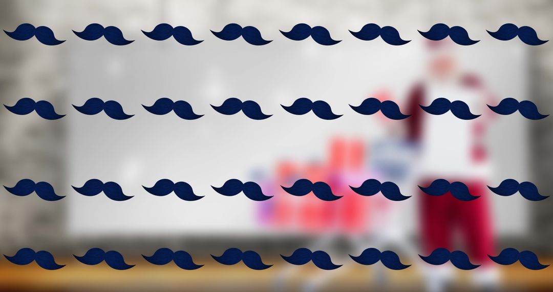 Moving Black Mustaches on Blurred Background