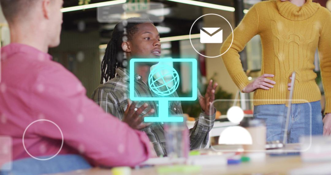 Diverse Team Discussing Internet Network Strategy in Office