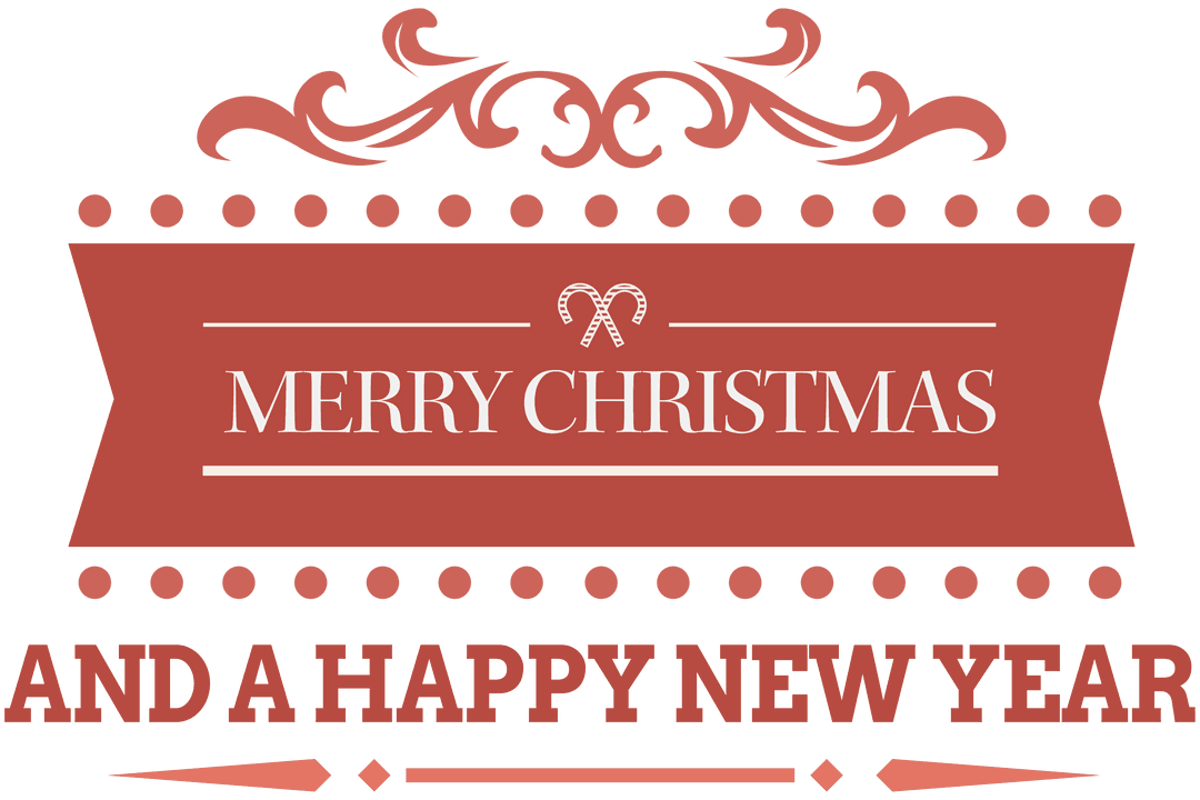 Festive Merry Christmas and New Year Text on Transparent Background