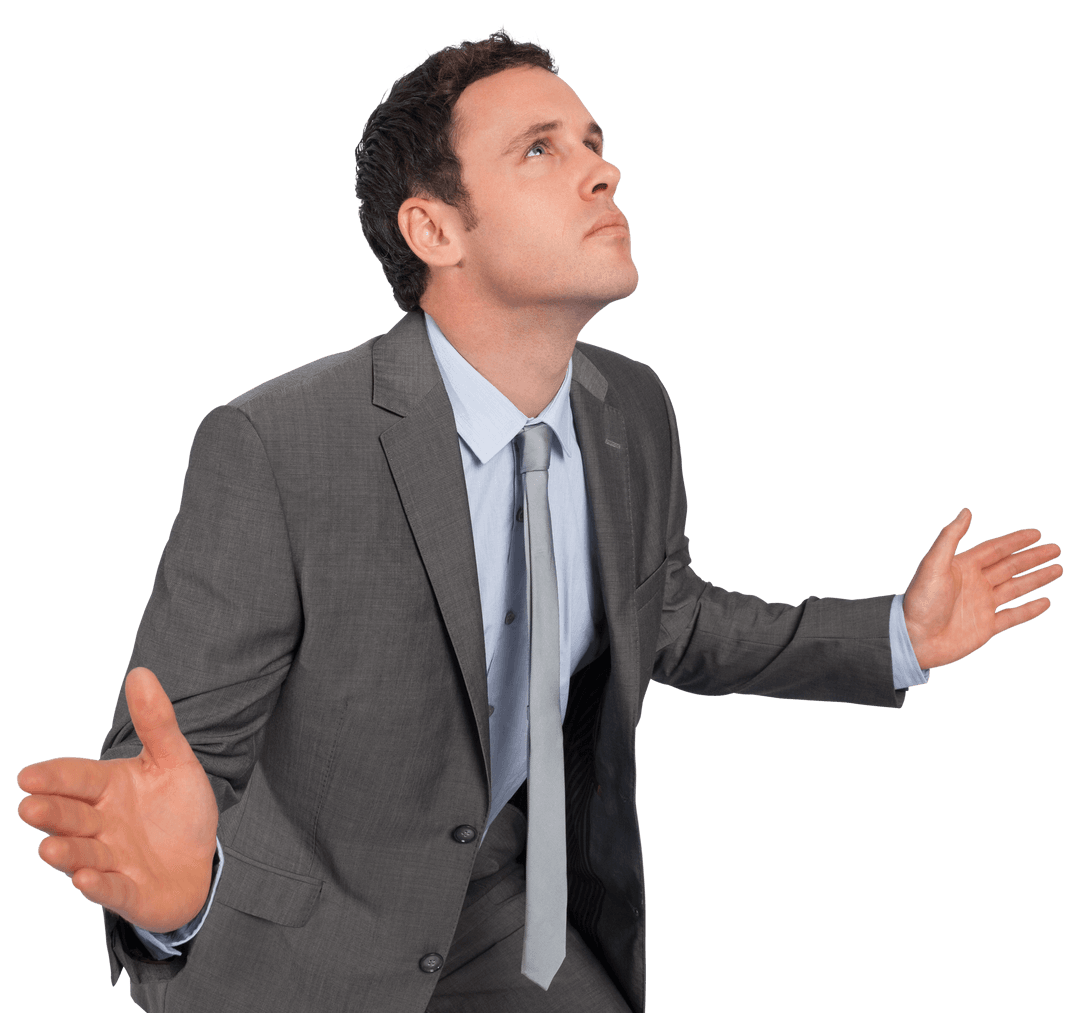 Transparent Business Professional Seeking Inspiration Concept