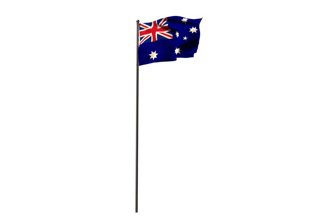 Australian National Flag Waving on Transparent Background