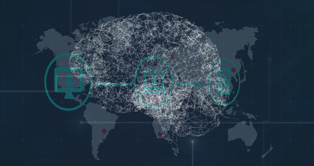 Digital Brain Networking Over Global Map Concept