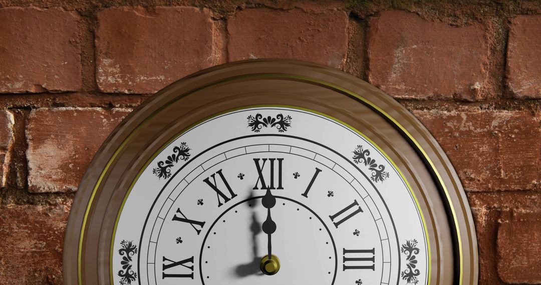 Vintage Wall Clock on Rustic Brick Background - Free Images, Stock Photos and Pictures on Pikwizard.com