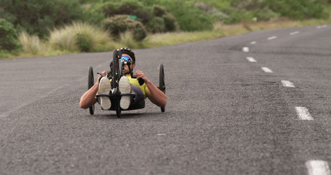 Athlete Handcycling on Open Road - Free Images, Stock Photos and Pictures on Pikwizard.com