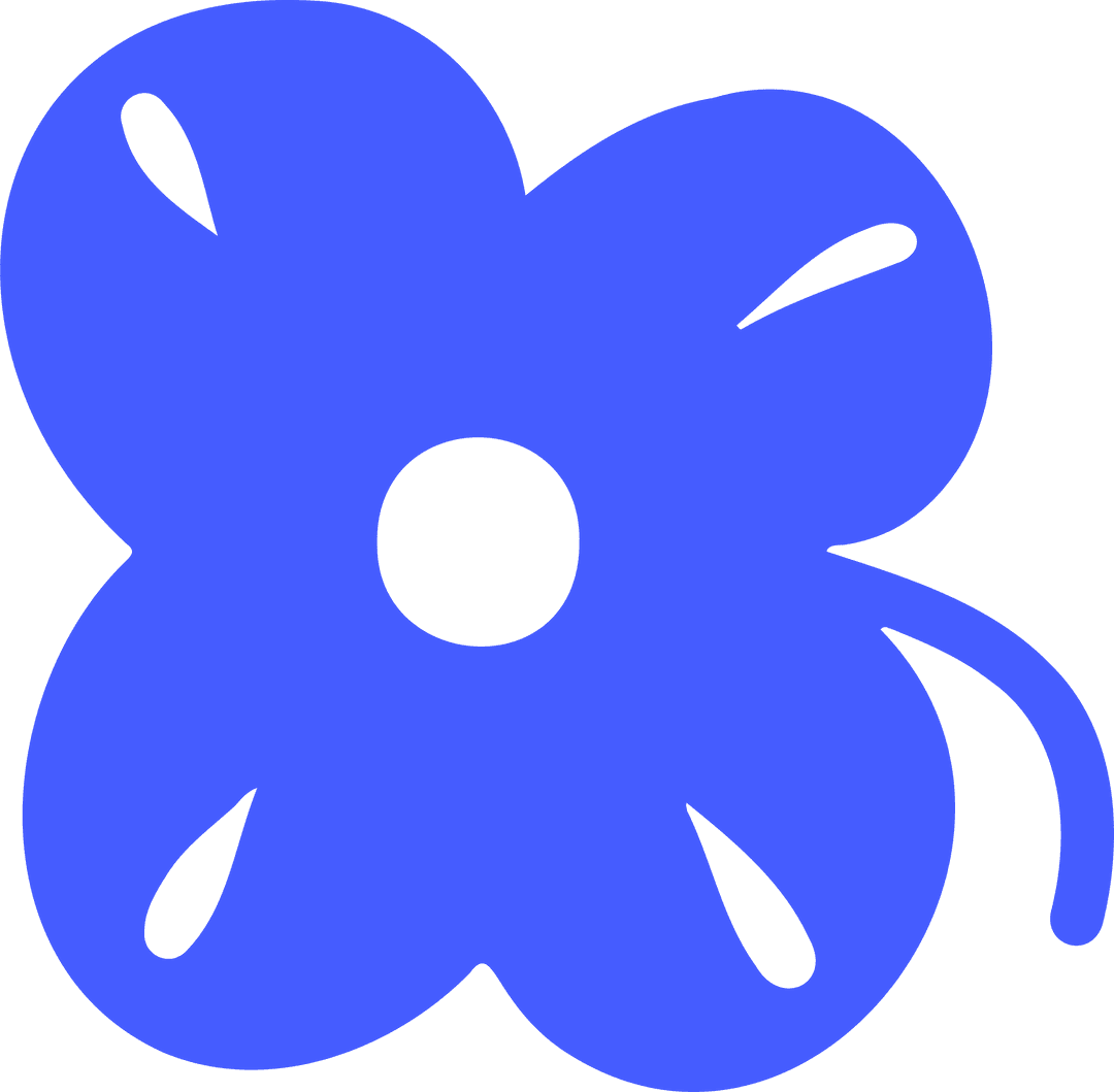 Flat Design Flower Icon with Round Petals on Transparent Background