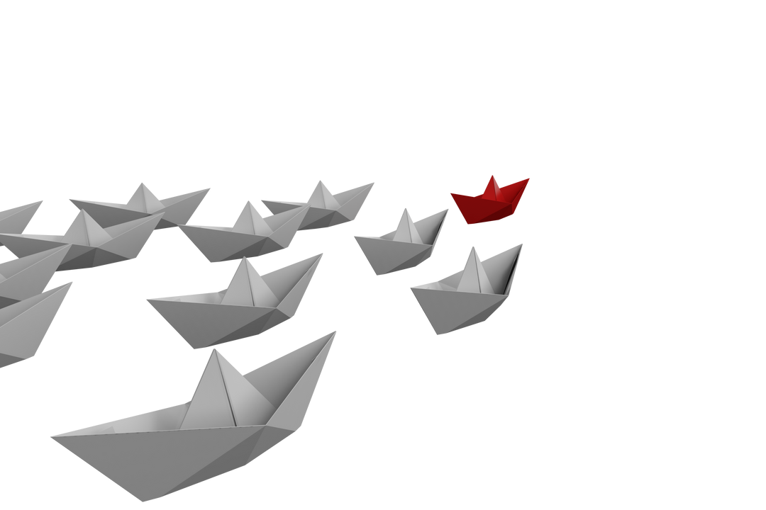 Leadership Concept Portrayed by Red and White Paper Ships Transparent - Download Free Stock Images Pikwizard.com