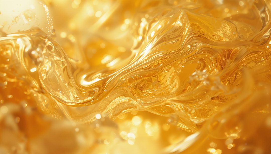 Swirling Golden Liquid with Luminous Wave Patterns