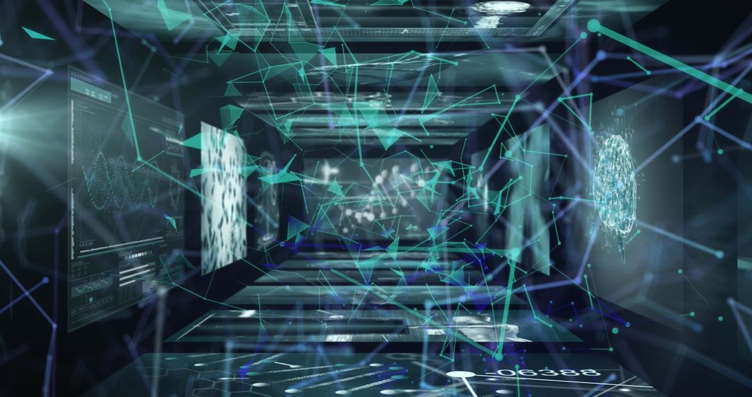 Futuristic Virtual Reality Data Corridor in Sci-Fi Concept