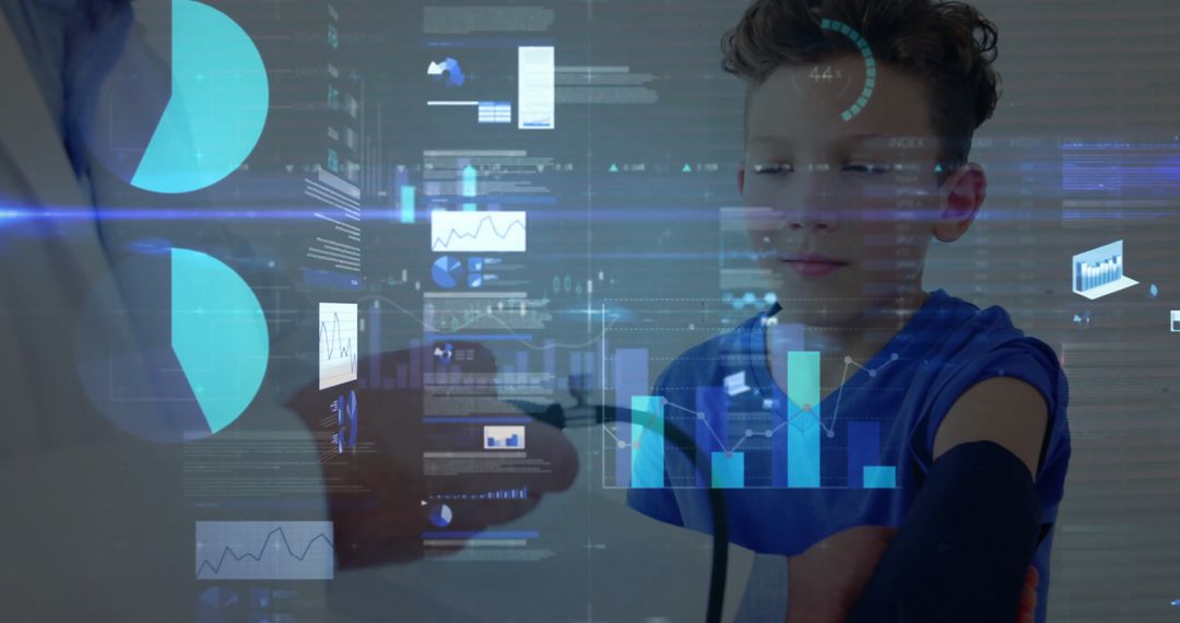 Pediatric Telemedicine Checkup with Futuristic Digital Interface