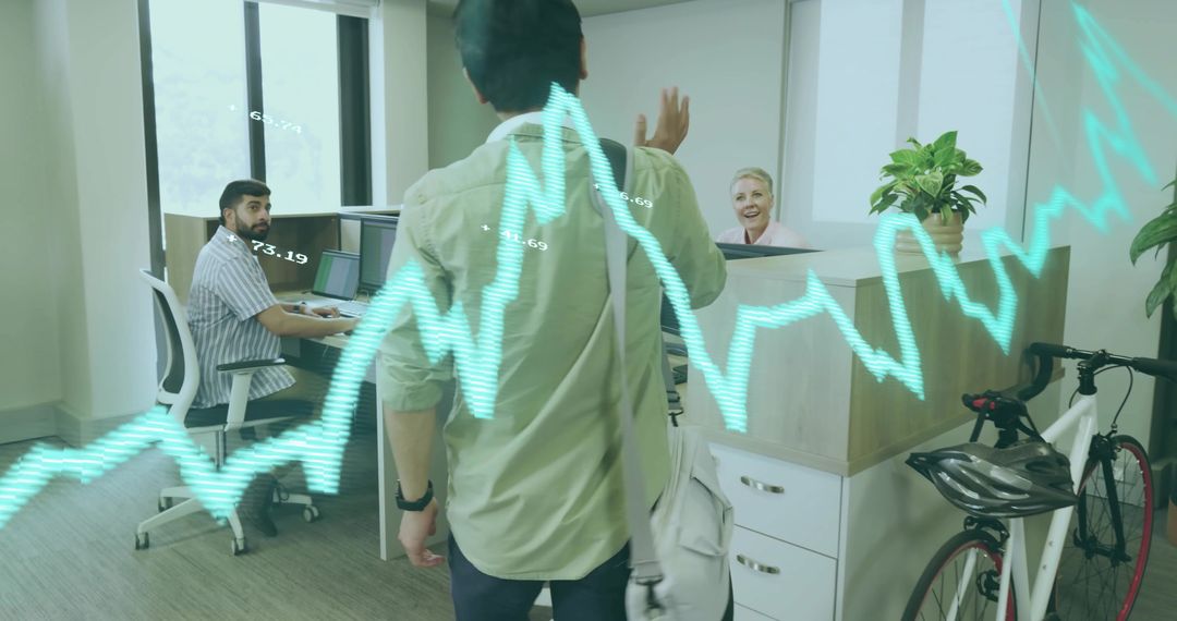 Professional in Modern Office Space with Analytics Graphics