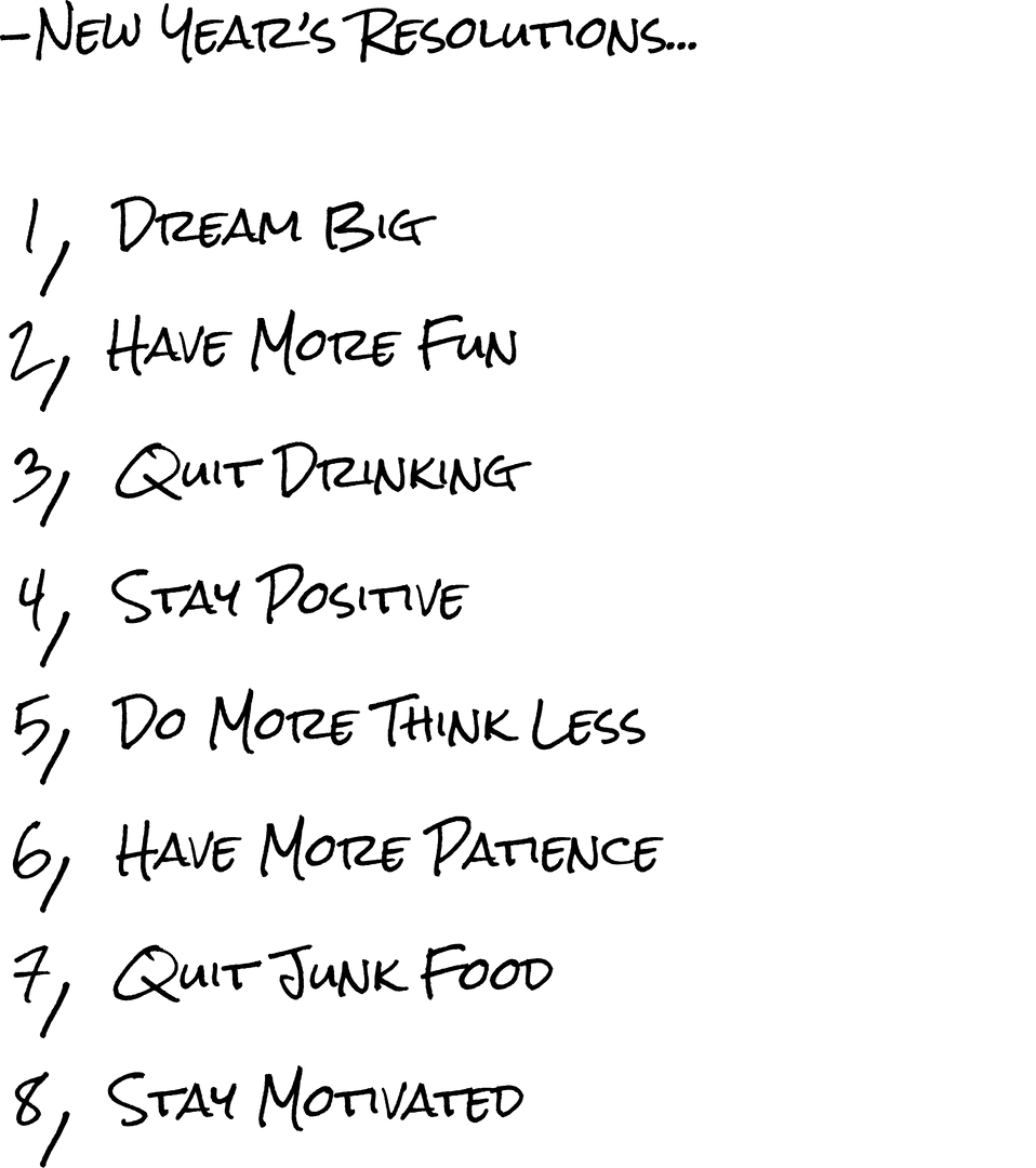 Creative Digital Design of New Year Resolutions on Transparent Background