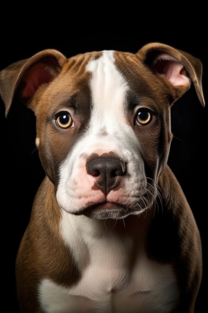Close up portrait of brown and white pitbull puppy, created using generative ai technology - Free Images, Stock Photos and Pictures on Pikwizard.com