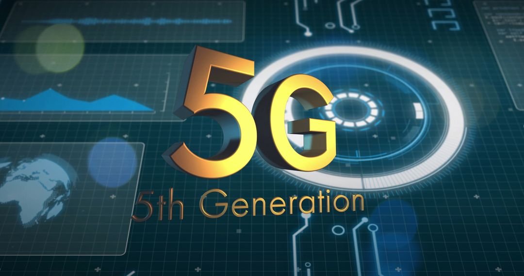 5G Technology Network Concept on Circuit Board Background