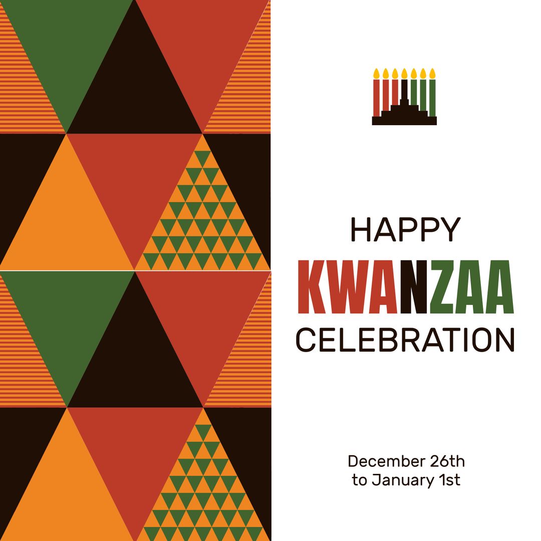 Kwanzaa Celebration Banner with Cultural Patterns and Kinara