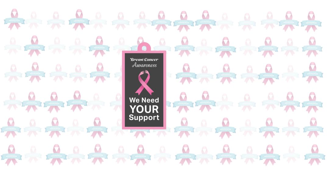 Breast Cancer Awareness Ribbon and Support Message Graphic