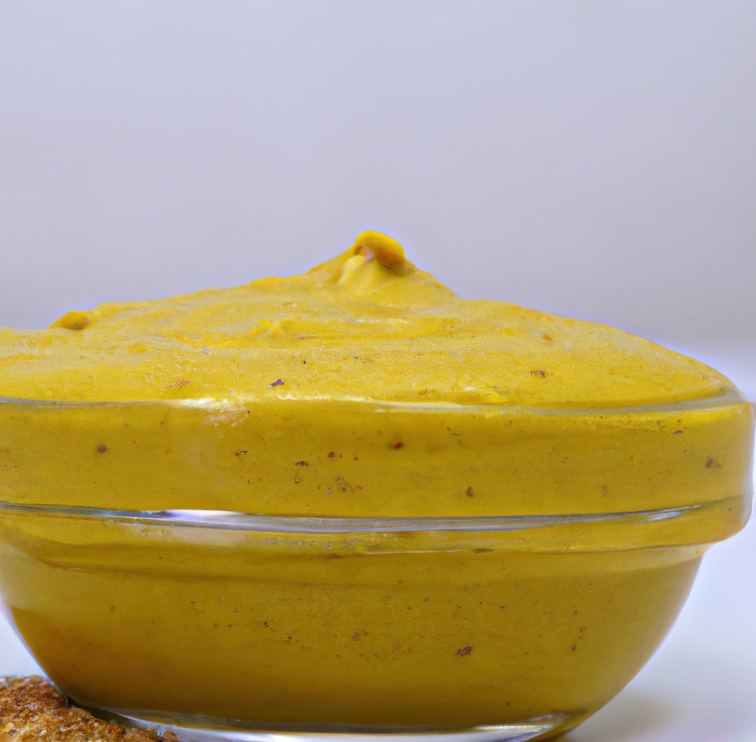 Freshly Made Smooth Mustard in Glass Bowl on White Background - Free Images, Stock Photos and Pictures on Pikwizard.com